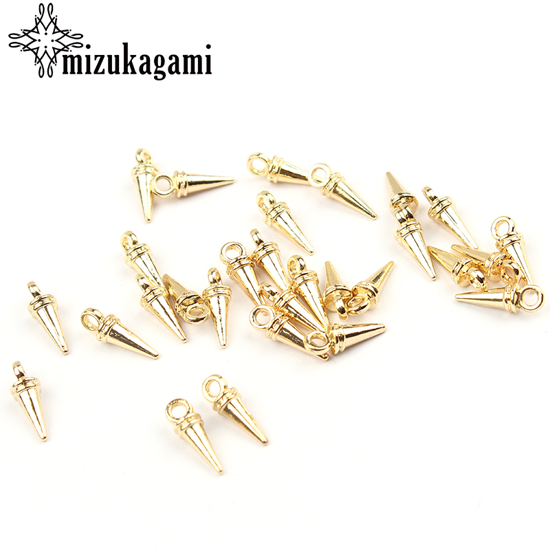 neue 50 teile/los 13*4 MM Zink Legierung Gold Kleine Spitze Nadel Spike Charms Anhänger Für DIY Schmuck quaste Zubehör