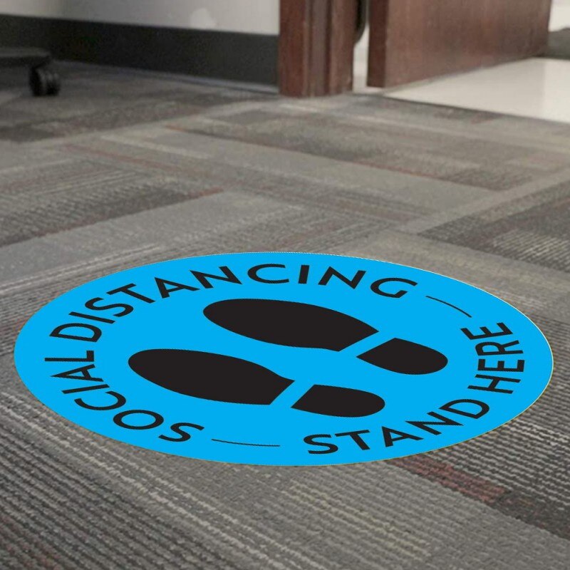 Social Distancing Floor Decals Safety Floor Sign Poster Maintain 6 Foot Distance Anti-Slip Commercial Grade 11" Round