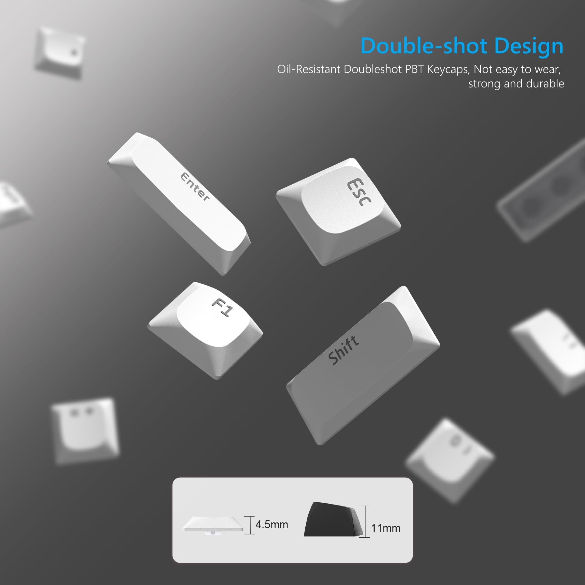 Keycap de perfil baixo preto branco pbt retroiluminado 118 teclas para 60% 65% 75% 100% cereja gateron mx switches teclado mecânico