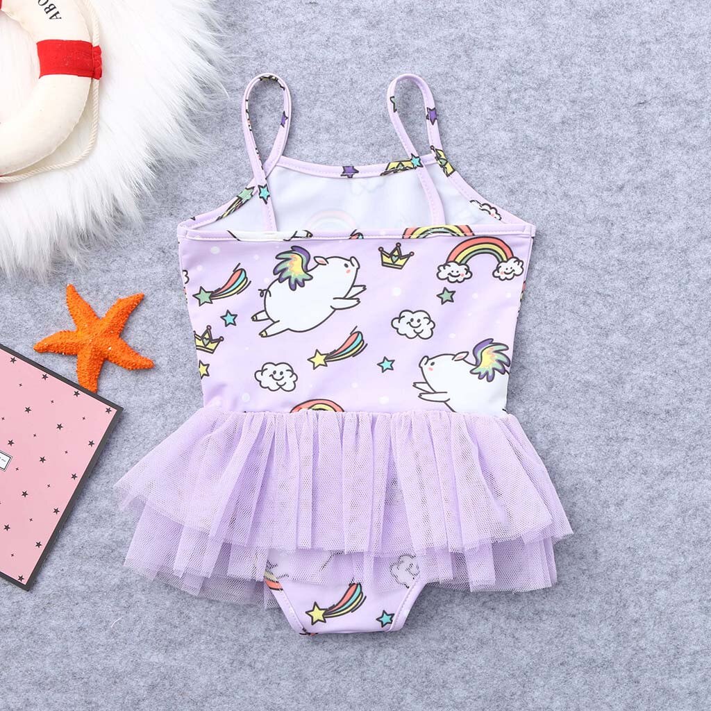 Kinderen Badmode Baby Meisjes Cartoon Varken Print Een Stuk Zomer Badmode Badpak Vest Romper Jumpsuits Meisjes Bikini Outfits T7 #