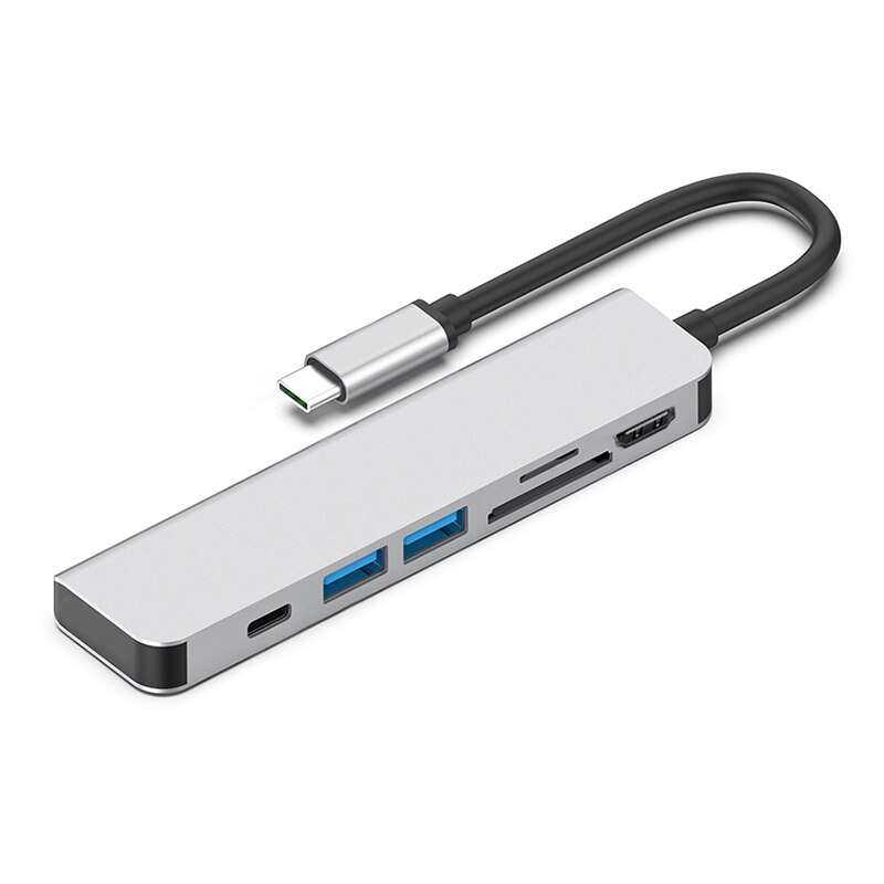 6-In-1 Type-C to HDMI Docking Station PD Fast Charging for Air Pro Notebook with USB Wide Compatibility