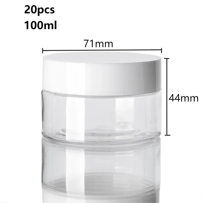 20 piezas Frascos vacíos de plástico de 30/50/60/80/100/150ml con tapas blancas, recipiente para crema facial, botella de viaje para alimentos, suministros para el hogar: Verde