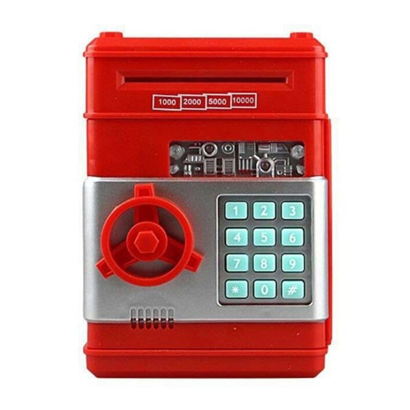 Elektronische Sparschwein ATM Passwort Geld Box Bargeld Münze Saving Sichere Auto Scroll B2QD: Red