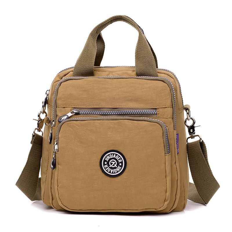 Tas Vrouwen Stijl Waterdichte Nylon Tas Crossbody Tas Mode Mama Schouder Multi-Functionele Rugzak: Fashion Beige