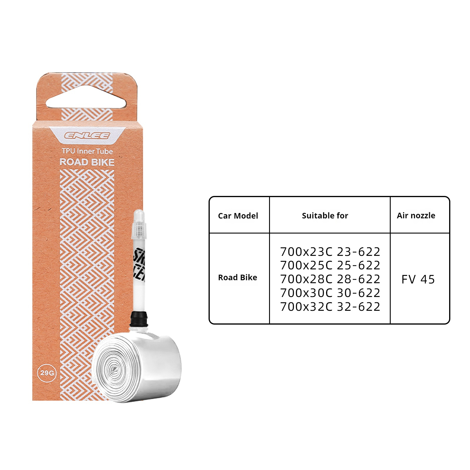 ENLEE Bicycle Inner Tube Road Mountain Bike TPU Inner Tube Bicycle Lightweight Inner Tube 700C45/65/85 French Mouth: Ivory