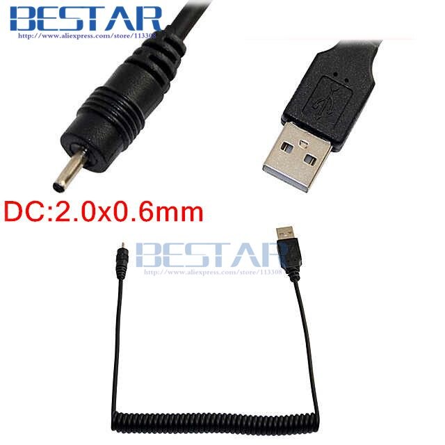 USB 2.0 A Male to DC JACK 2.0x0.6mm 2.5x0.7mm 3.0x1.1mm 3.2x0.9mm 3.5x1.1mm 3.5 x 1.35mm 5V 2A Power Spring Cable 1m: DC 20x6