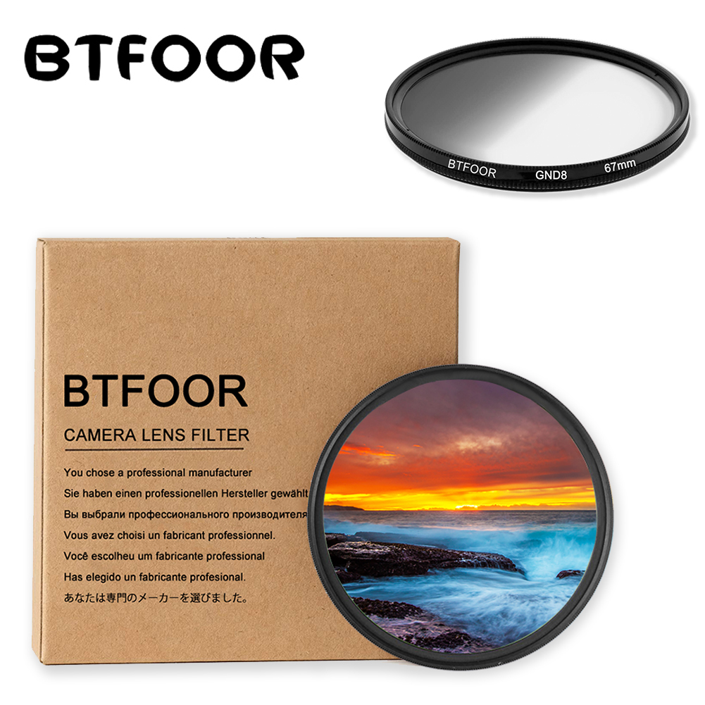 BTFOOR Gradient Nd Gnd Filter 49 52 55 58 67 72 77 82 Mm for Camera Canon Lens EOS M50 6d 250d 600d Nikon D3200 D3500 Sony A6000