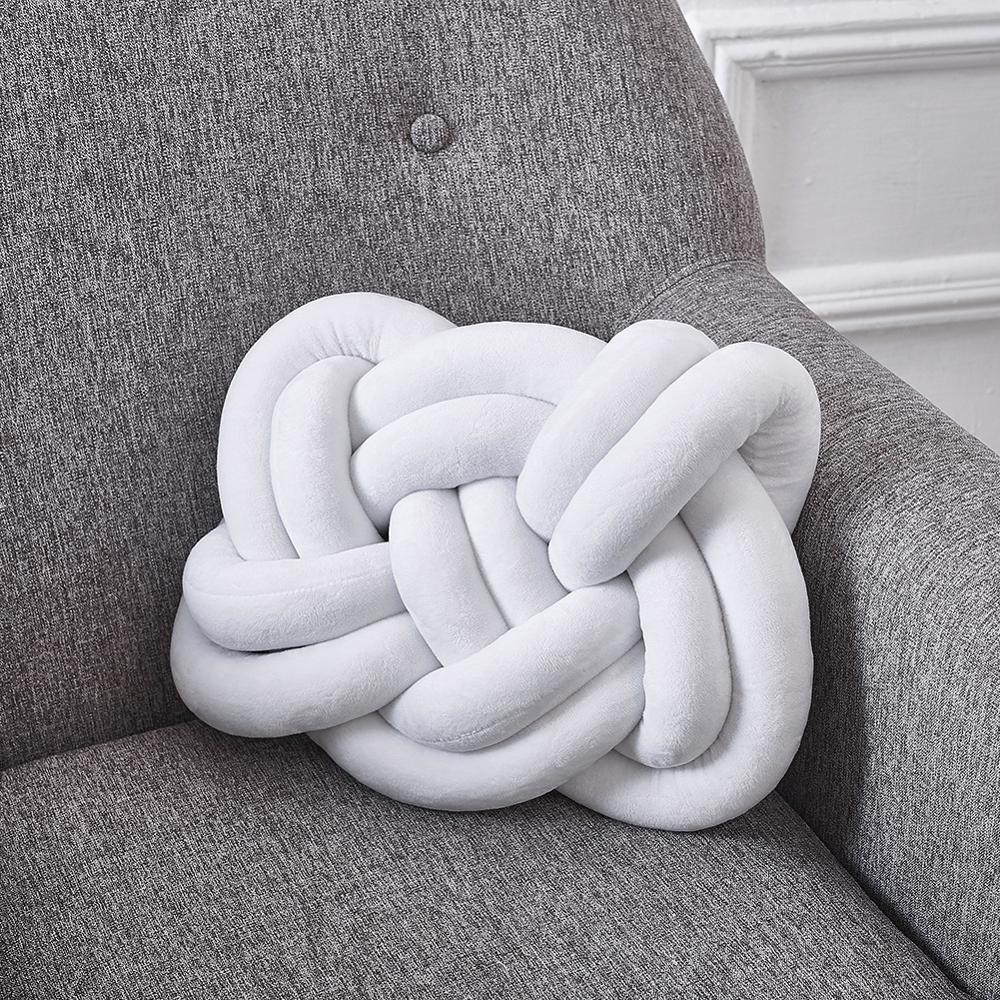 Baby Bett Stoßstange Knoten Geflecht Kissen Weiche Zimmer Dekoration INSstyle Kissen Krippe Stoßfänger Kleinkind Protetor Baby Bett Einstellung Fotografie: Weiß