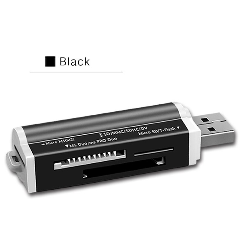 4 in 1 4 Slots Card Reader U Disk PC Phones Memory Cardreader Micro SD/SDXC TF Card Reader for Laptop Computer: Black