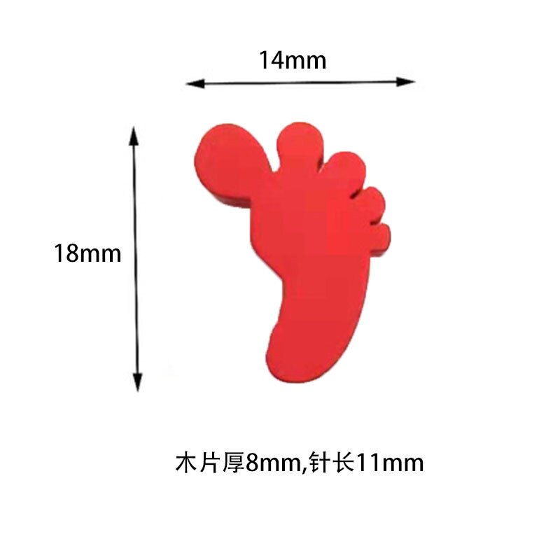 10pcs Wooden Push Pins Mark Tack Pin Map Labels Thumbtack Photo Wall Studs Scene Poster Pins Nails Red Foot Shaped Pushpin