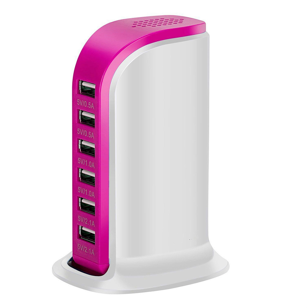 Cargador USB Multi de 6 puertos de 30 W, estación de carga rápida 6A, Conector de viaje de escritorio para teléfono móvil, enchufe de extensión, Platooninsert: Enchufe europeo / NO.4