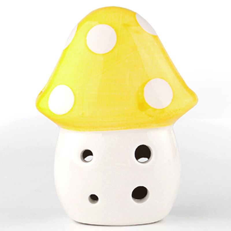 Ocarina-Colgante de cerámica con 6 agujeros para principiantes, pequeño seta de dibujos animados, 5 colores, tono Alto C, juguetes de enseñanza de recuerdo turístico, novedad de: Yellow