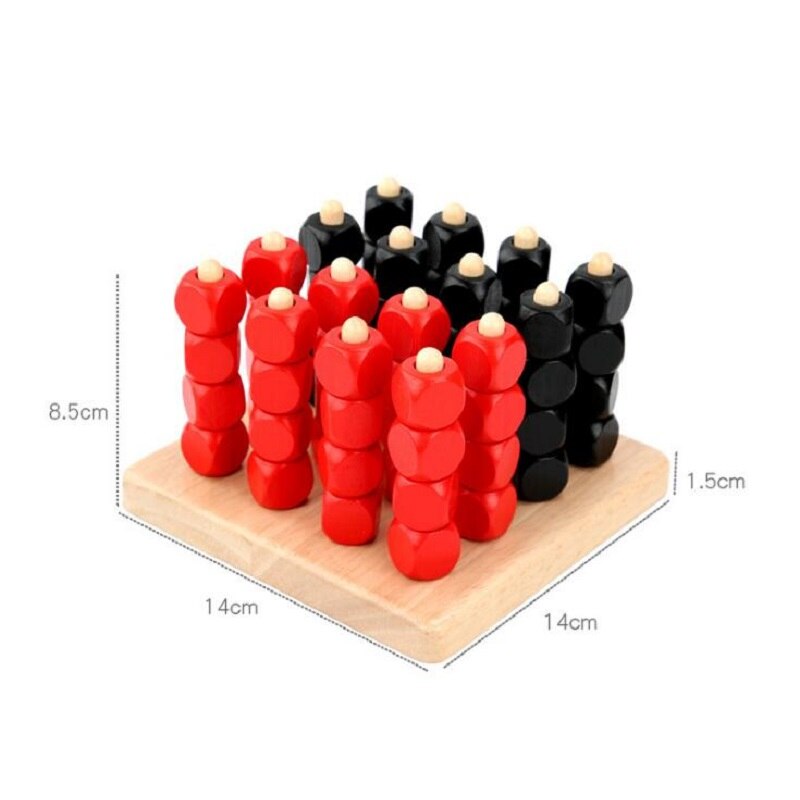 Natural Wood Chess Three-Dimensional Wooden Four Chess Spatial Thinking Games Educational Toy