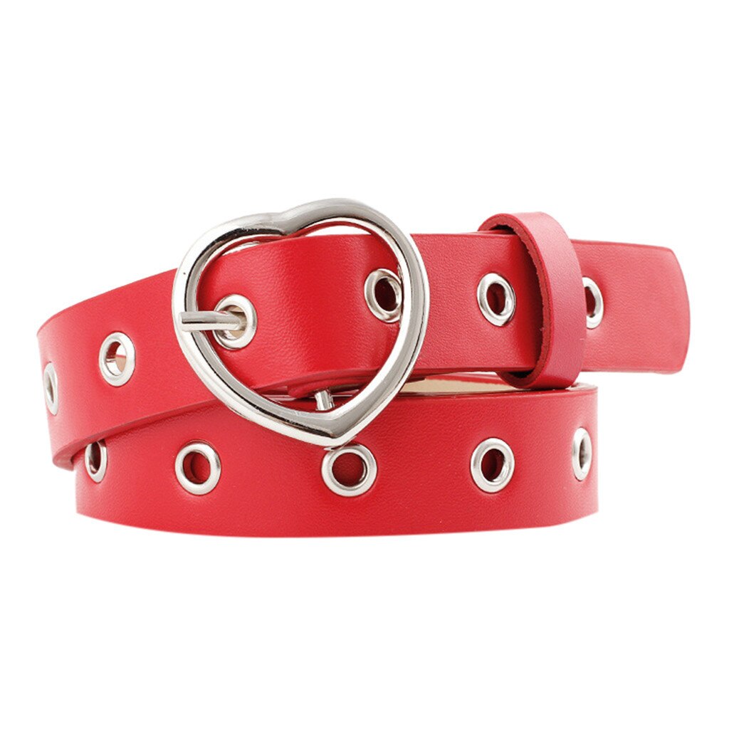 25# Women Man Unisex Vintage Leather Buckle Leisure Belt Trouser Accessories Women's Vintage Pin Buckle Jeans: Red 