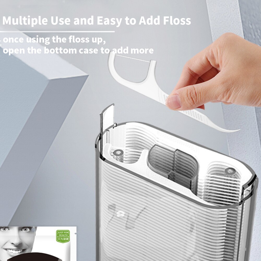 Automatic-Boxed Dental Floss Stick with 80Pcs Dental Clean Flossers and Automatic Box for Home and Travel Use