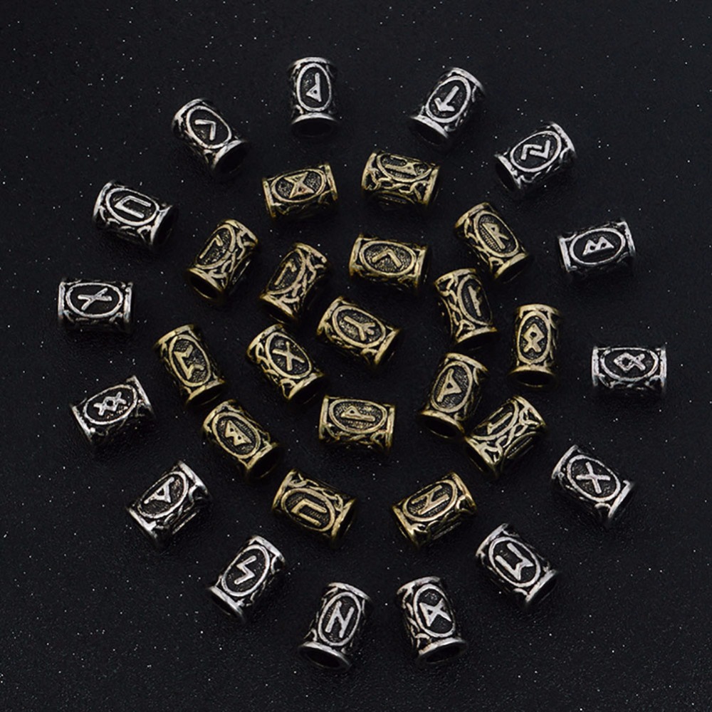 24 stks/set DIY Originele Viking Runen Charmes Kralen voor Armbanden voor Hanger Ketting voor Baard of Haar Vikings Rune Kits sieraden
