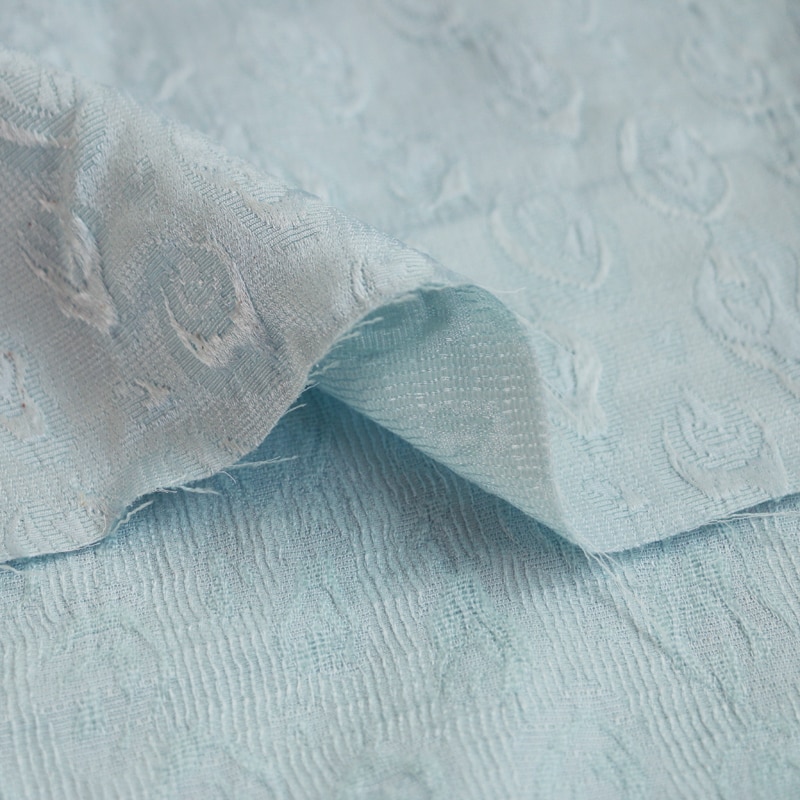 100cm*105cm silke ull stoff myk jacquard dress tekstil blå