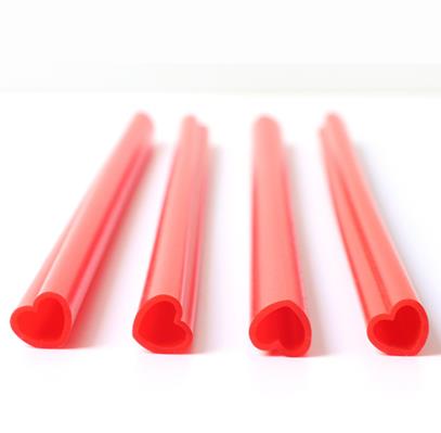 100Pcs Mooie Hartvorm Stro Herbruikbare Gezondheid Siliconen Rietjes Set 25 Cm Lange Flexibele Rietjes Tumbler Bar Party rietjes: red small hole