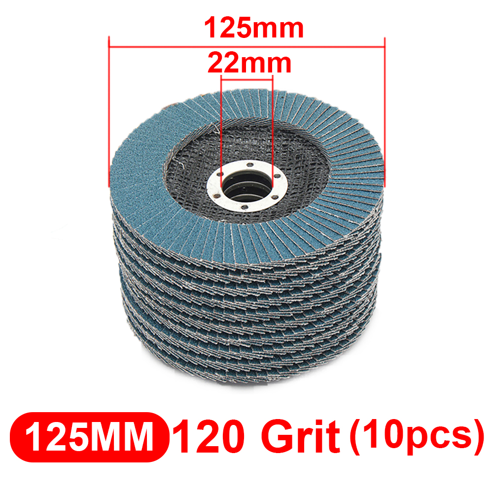 10 Stuks 5 "125 Mm Haakse Slijper Schuurschijven 40/60/80/120 Grit Slijpschijf Flap Schijven Metaal Plastic Hout Verwijderen Schuurgereedschap: Zilver