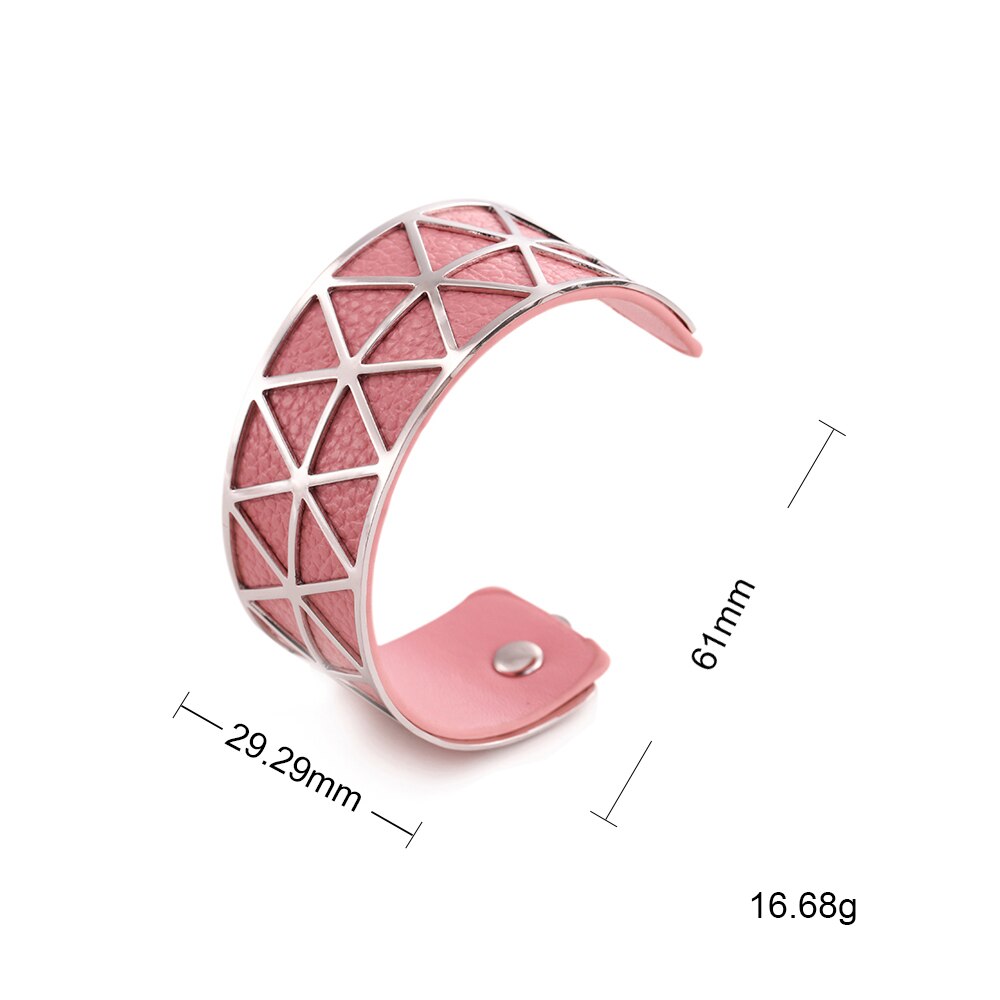 Teamer, pulsera hueca de cuero de PU, brazalete de Georgette, joyería india, Manchette para mujer , bisutería de muñeca para hombres: 9