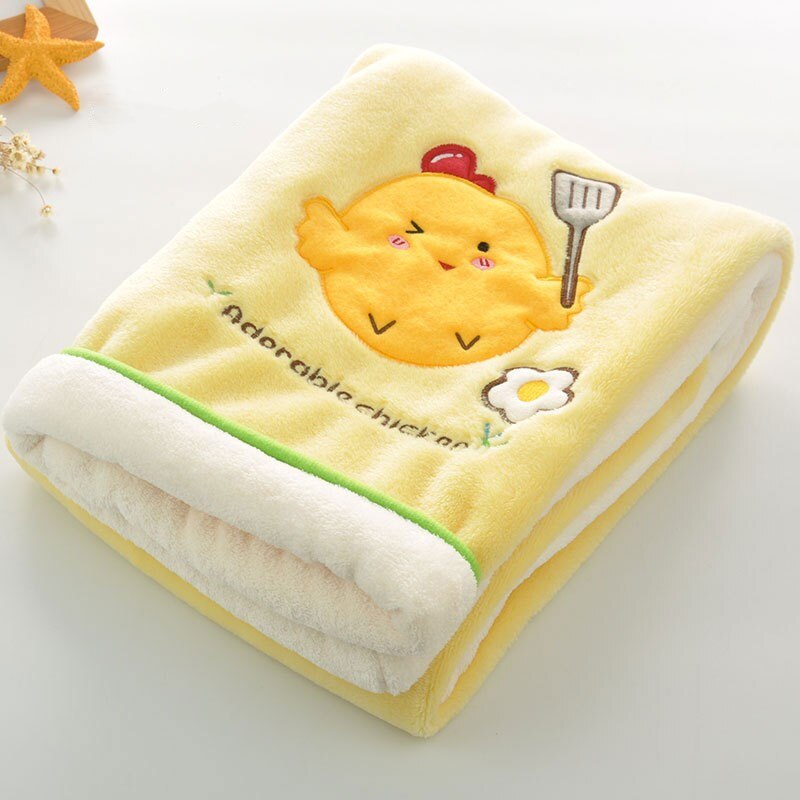 Manta de bebé de pollo amarillo en miniatura de dibujos animados 75*100 cm manta de cachemir para niños en la cama manta suave