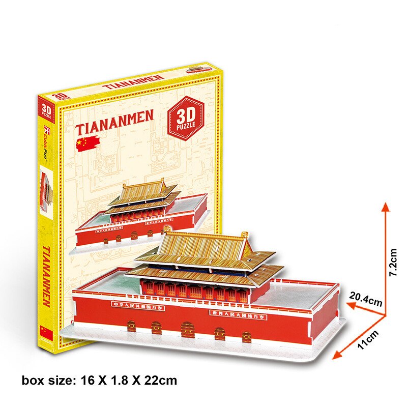 3D Puzzle di Carta Parola Edifici Famosi Torre Eiffel Puzzle Assemblato Modello FAI DA TE Giocattoli Educativi Per I Bambini Regali per Adulti: Beijing Tiananmen