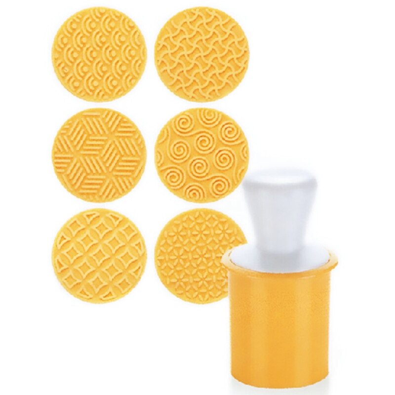 A0KE 6 Pcs Cartoon Cookies Postzegels Mallen Plunger Chocolade Fondant Cake Embossers: Yellow