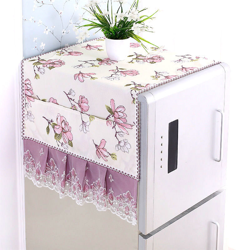 Fyjafon køleskabsdæksel støvtæt dæksel vaskemaskindæksel køleskab arrangør køkken dekorativ klud 53*130//70*170: Farve 2 53 x 130cm
