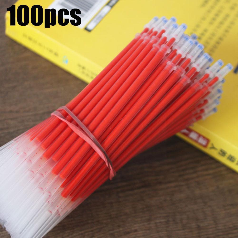 100pc/set 0.5mm Gel Pen Refill Office Signature Rods Blue School Handles Writing Stationery Ink Needle Red Office Black Sup A8M4
