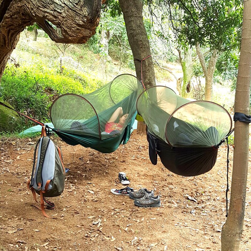 Draagbare Hoge Sterkte Parachute Stof Camping Hangmat Opknoping Bed Klamboe Slapen Hangmat Outdoor Hangmat Home Reizen