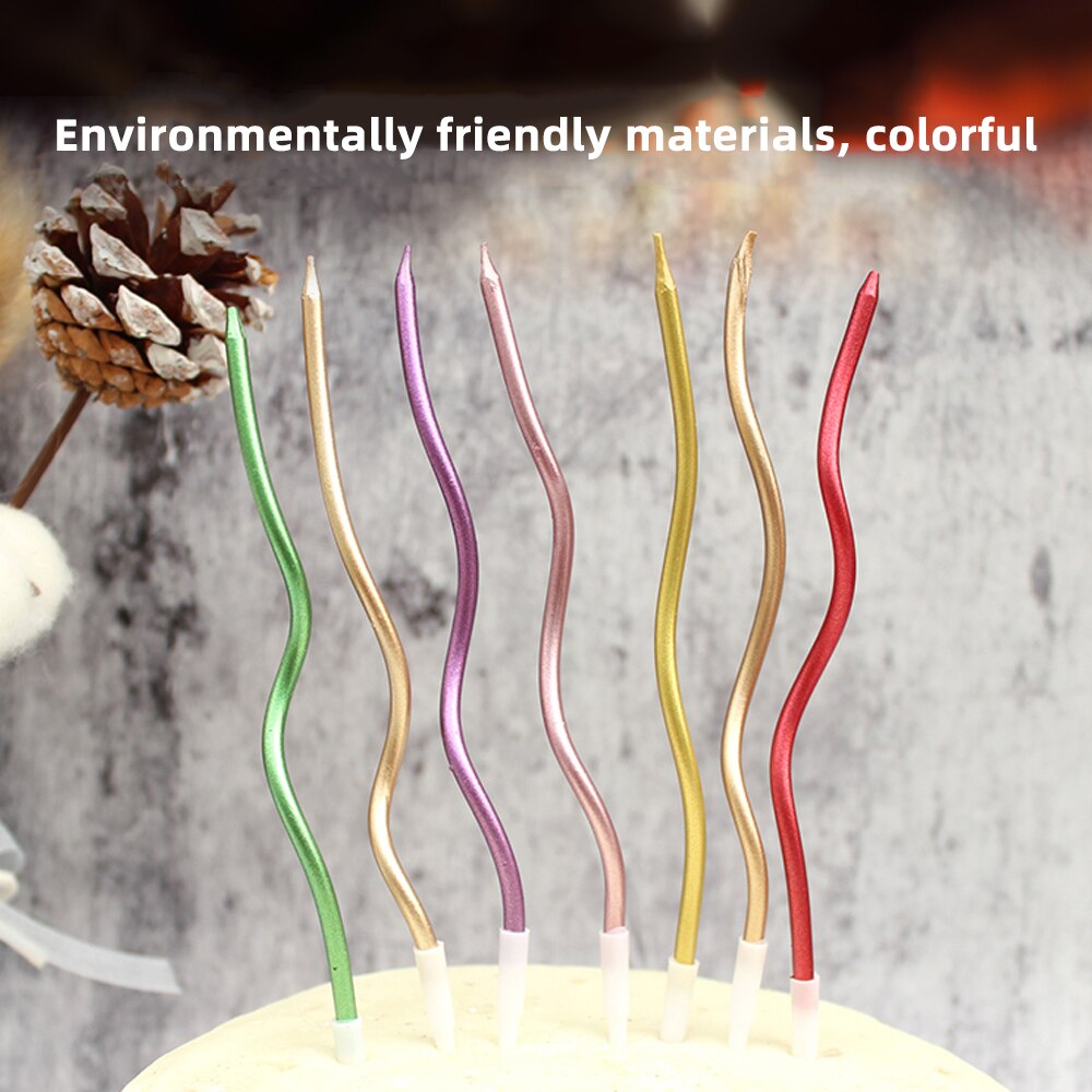 Threaded Birthday Cake Candle Curved Cake Birthday Candles Long Thin Candles For Birthday Wedding Party Decorations Supplies