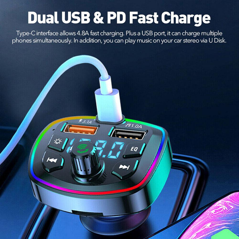 Bluetooth 5.0 Auto Fm Zender Usb Oplader Aux Handsfree Wireless Mp3 Speler Radio Voor Auto 'S Bluetooth Carkit Usb Autolader