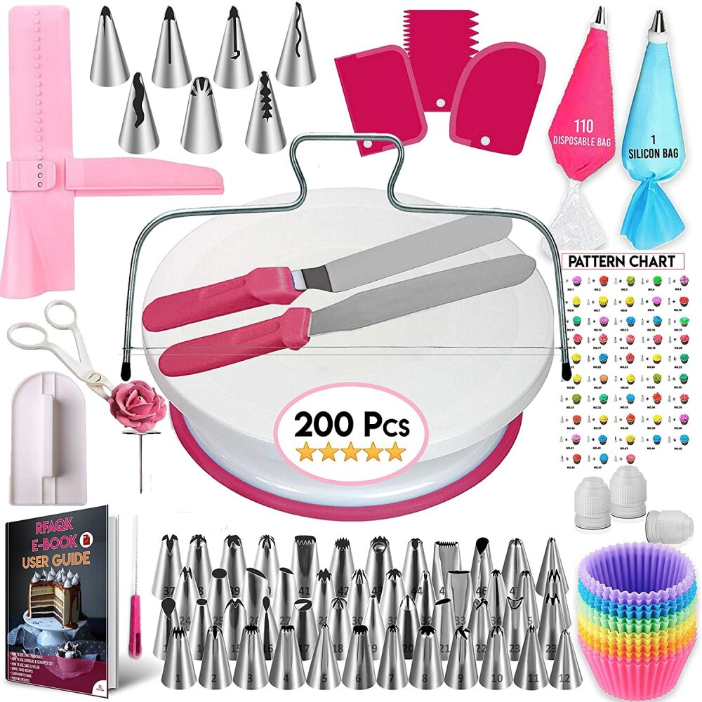 240pcs Decorating Nozzle Set Cake Tools Cake Decoration Kitchen DIY Icing Piping Cream Reusable Kit Baking Tools Cake Tools Set: 200pcs
