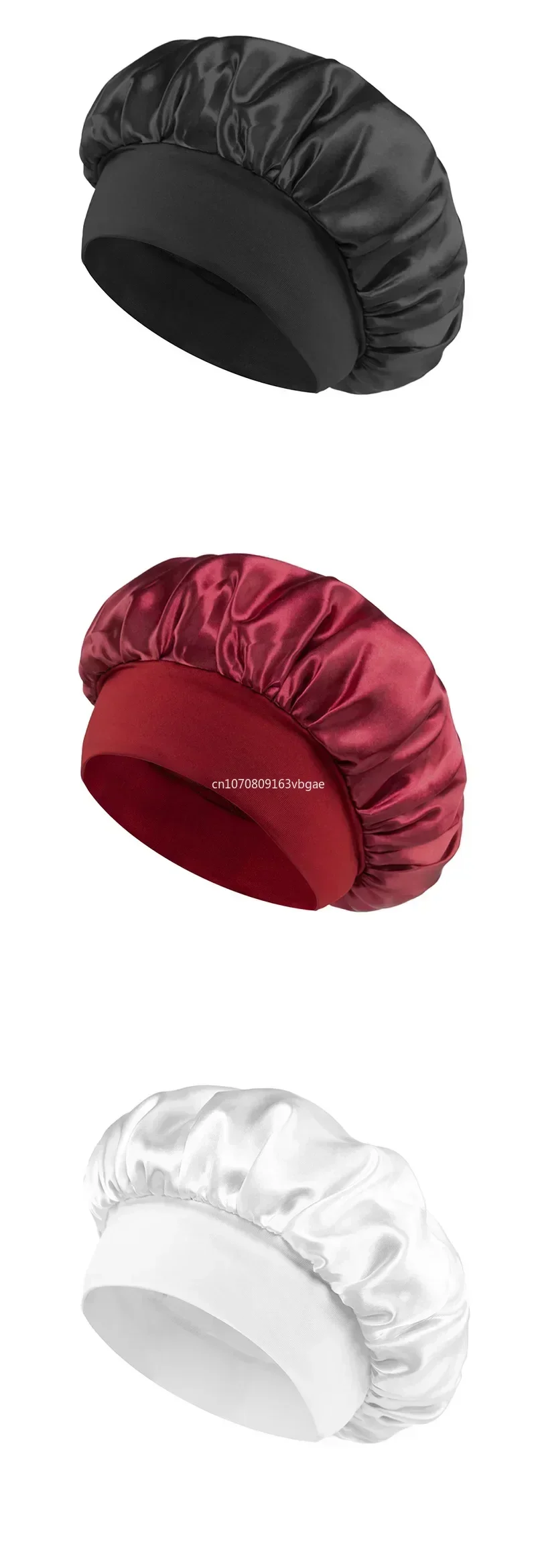1 Uds. Gorro para dormir de ala ancha de satén liso Unisex, gorro con banda elástica, gorro para el cuidado del cabello, gorro de noche