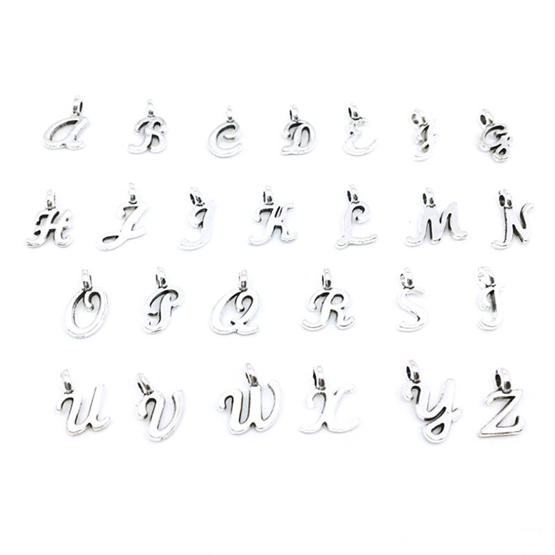 26Pcs 26 Engels Alfabet Letters Bedels Hangers Diy Handgemaakte Sieraden Craft Armband Mode-sieraden Maken A-Z Voor Vrouwen Man