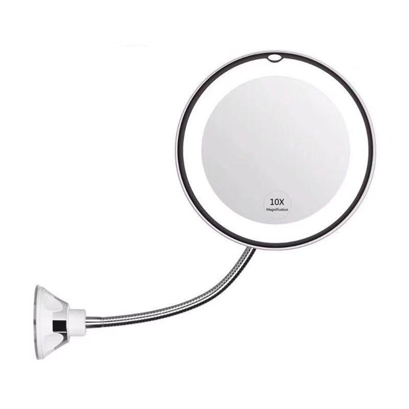 Led light makeup mirror 10 times magnification desktop makeup mirror bathroom desktop with suction cup fill light folding MJ707: A  10X