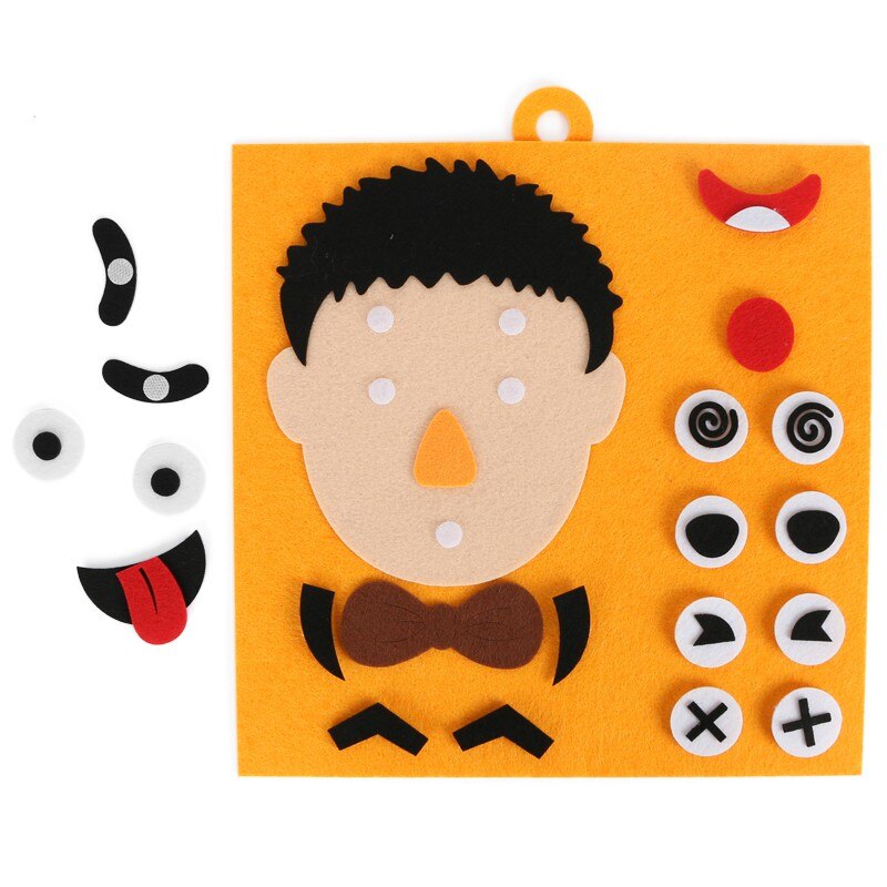 Funny Kids Educatief DIY Emotie Gezichtsuitdrukking Veranderen non-woven Stickers Puzzel Creatief Speelgoed