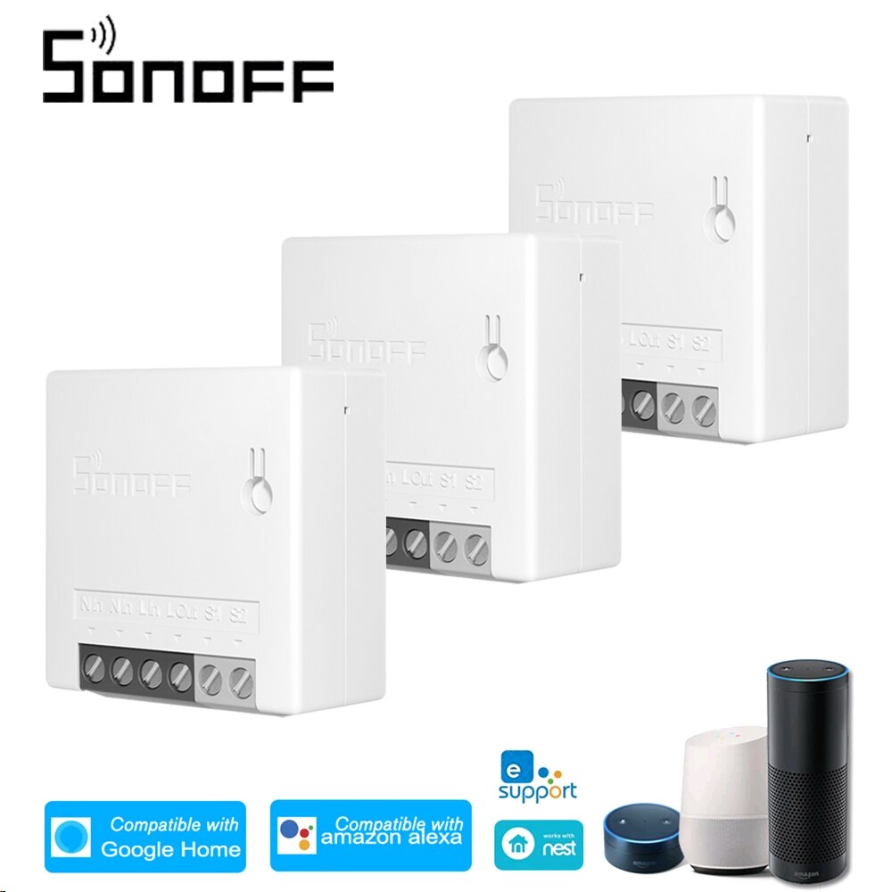 Sonoff Mini R2 Diy Wifi Schakelaar Twee Manier Smart Switch Kleine Body Timer Lichtschakelaar Afstandsbediening Module MINIR2 Voor alexa Google: 3Pcs