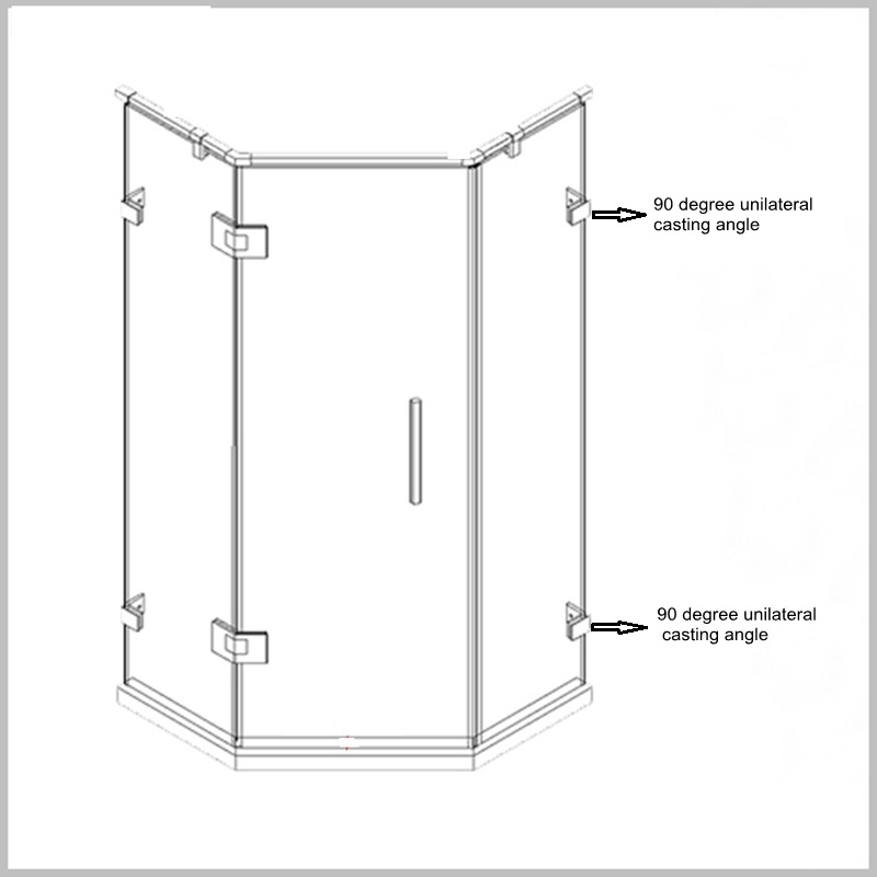 90 Degree Brass Corner Clamp For Shower Doors, Solid Glass Clips, Heavy