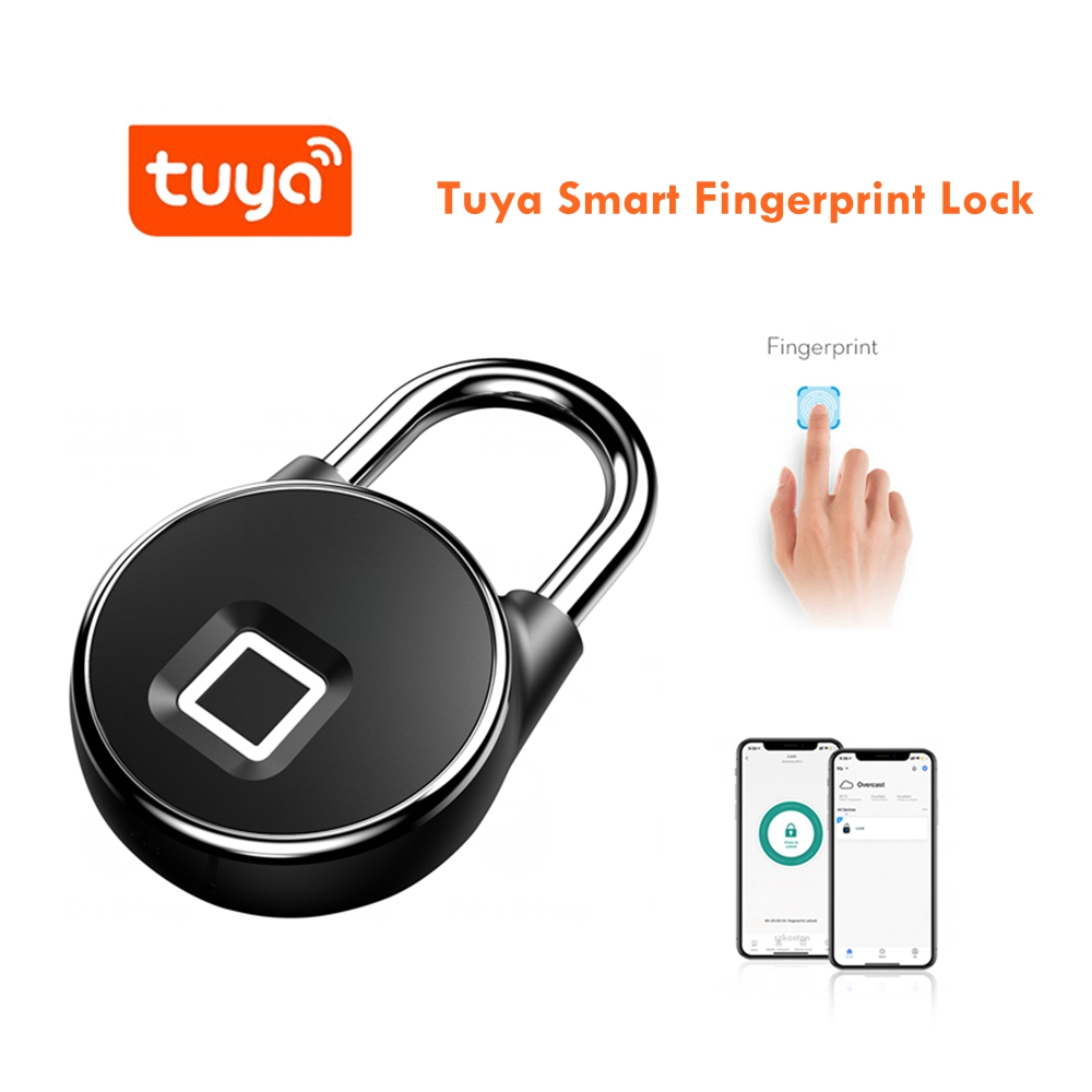 Tuya-cerradura inteligente con huella dactilar para el hogar, dispositivo de cierre de puerta con Bluetooth y huella dactilar, resistente al agua IP65, recargable por USB, de seguridad sin llave: 1pcs