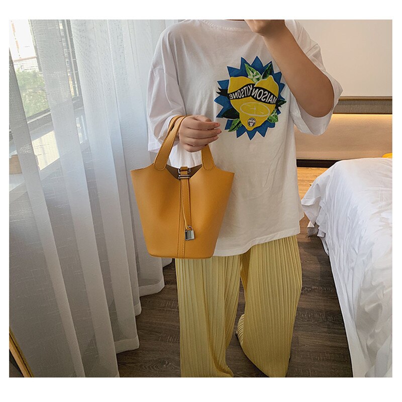 Pu leren bucket bags met hoge capaciteit voor dames, effen schoudertas, damestassen en portemonnees, dameshandtas