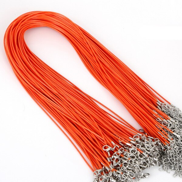 10 stücke Montage 1,5mm Leder String Schnur 45 + 5cm Ketten Karabinerverschluss Einstellbar Armband Charms Anhänger Für DIY Schmuck Erkenntnisse: Orange Yellow