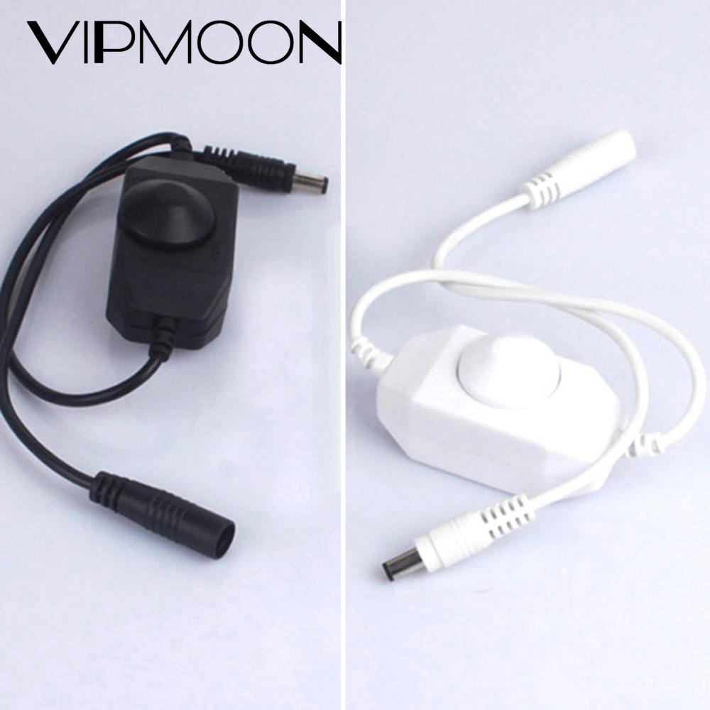 LED Dimmer Switch Brightness Adjust Controller DC plug for 3528 5050 5730 5630 Single Color Strip Light DC 12V 24V Black/White