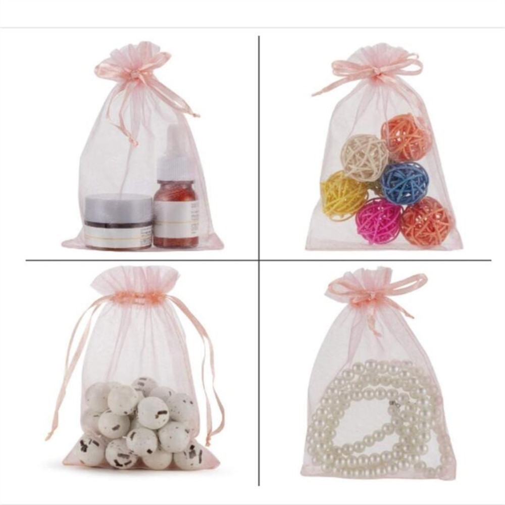 50 Uds. Bolsas de joyería con cordón de Organza rosa, bolsas de para boda, , de Festival de Navidad, embalaje de bolsas de dulces para Festival