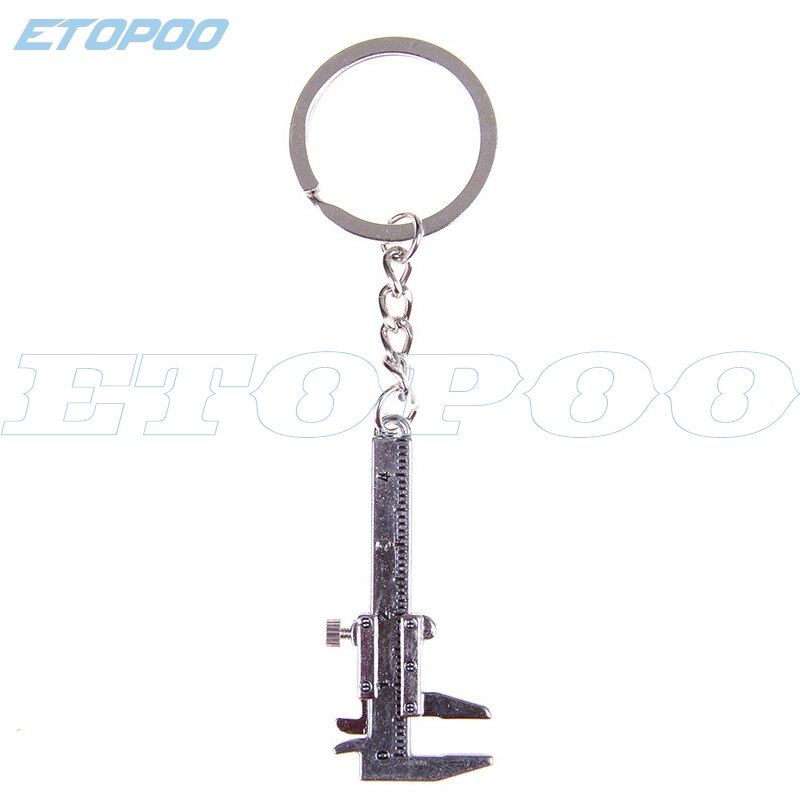 Mini Schuifmaat Meting Model Meten Zinklegering Stijlvolle Zilveren Sleutelhanger Voor Houtbewerking Gereedschap: Zilver
