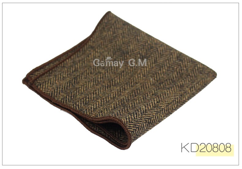 Wool Handkerchief For Men Suit Solid Pocket Square Business Hankies Classic Striped Hanky Plaid Pocket Towel: KD20808