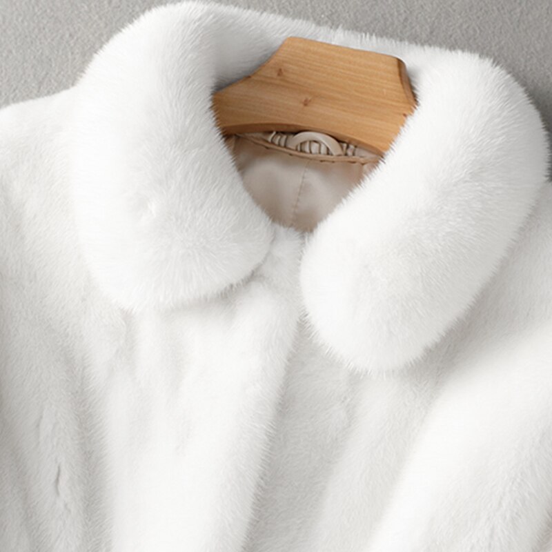 Lautaro Winter Korte Witte Dikke Warme Faux Nertsen Bontjas Vrouwen Zakken Runway Luxe Pluizige Harige Jas Koreaanse Mode