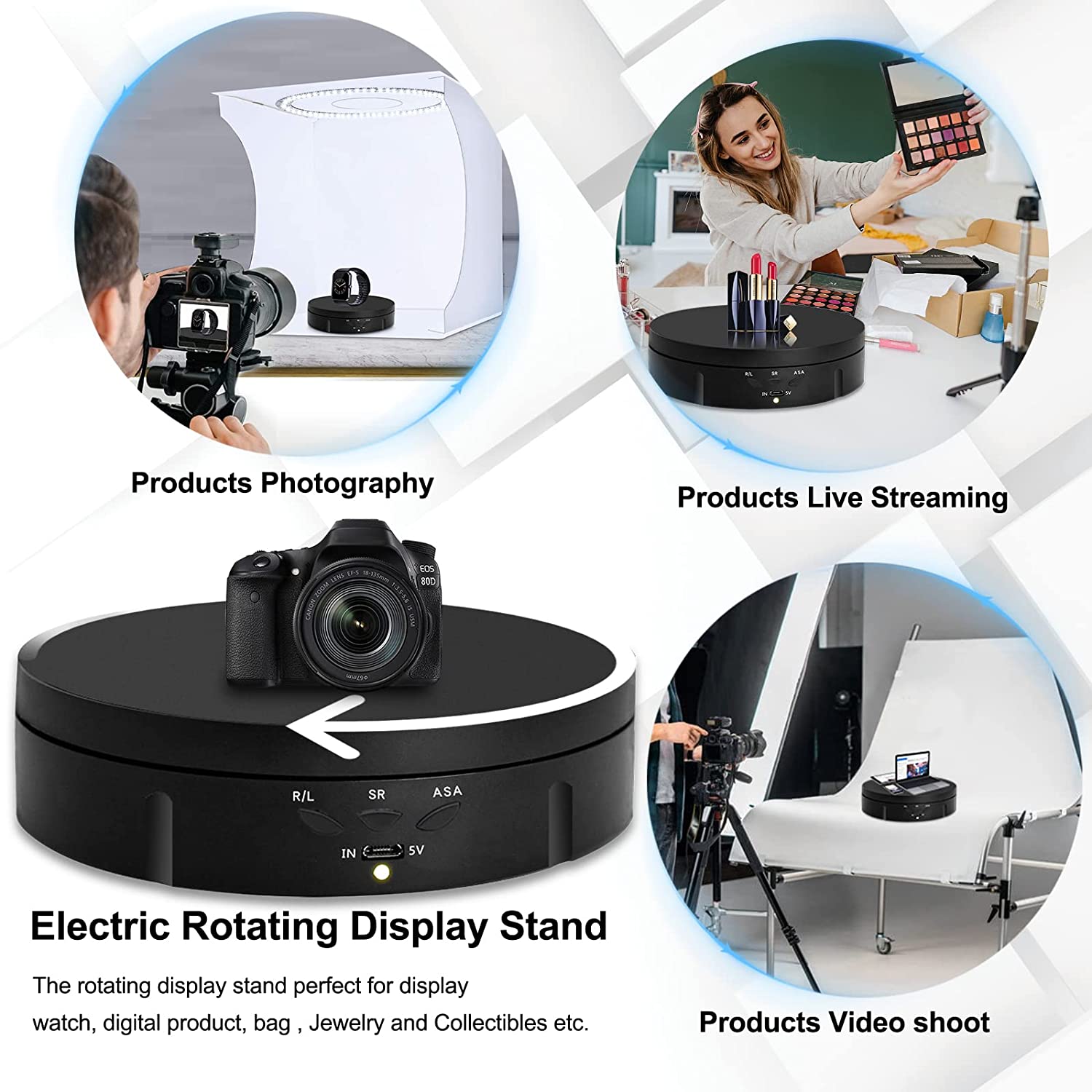 Rotating Display Stand 360 Degree Motorized Rotating Turntable For Photography Product Displays Jewelry Watches 3D Models