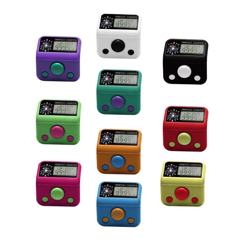 Finger Tally Counter with Compass Digital Electronic Tasbeeh Counters Lap Track Handheld Clicker Re-settable Counter B85C