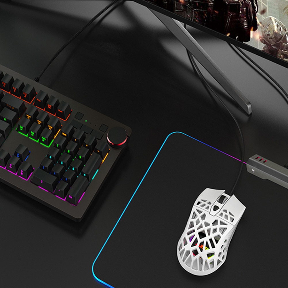 Ajazz AJ339 Hollow Macro Definition USB Wired Mouse RGB Backlight 6 Gears 6200 DPI Adjustable Symmetrical Ergonomic Gaming Mice